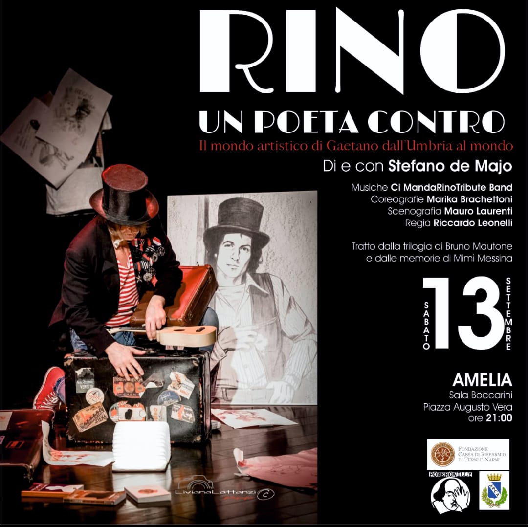 immagine notizia (ptn) Amelia, sabato alla Sala Boccarini lo spettacolo teatrale su Rino Gaetano “Rino, poeta contro” di Stefano De Majo